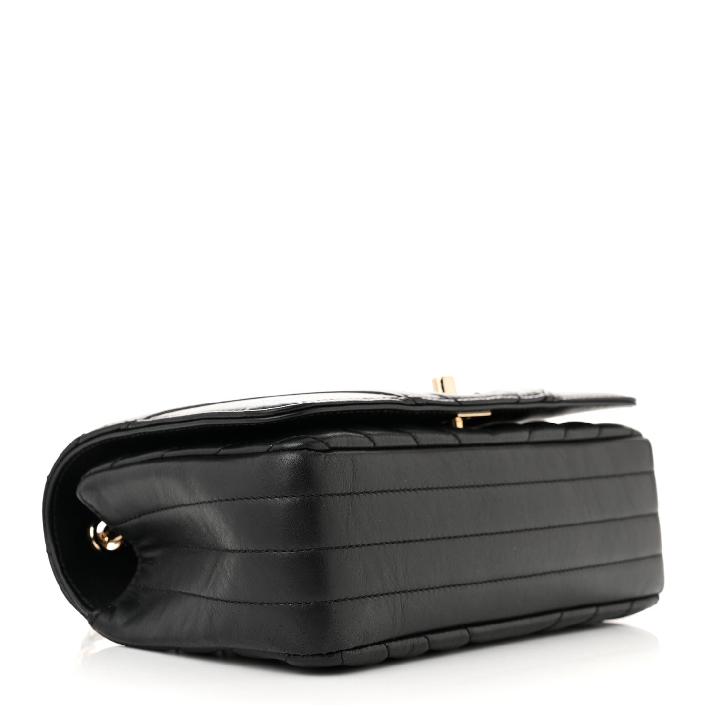 Calfskin Chevron Quilted Mini Statement Flap Black