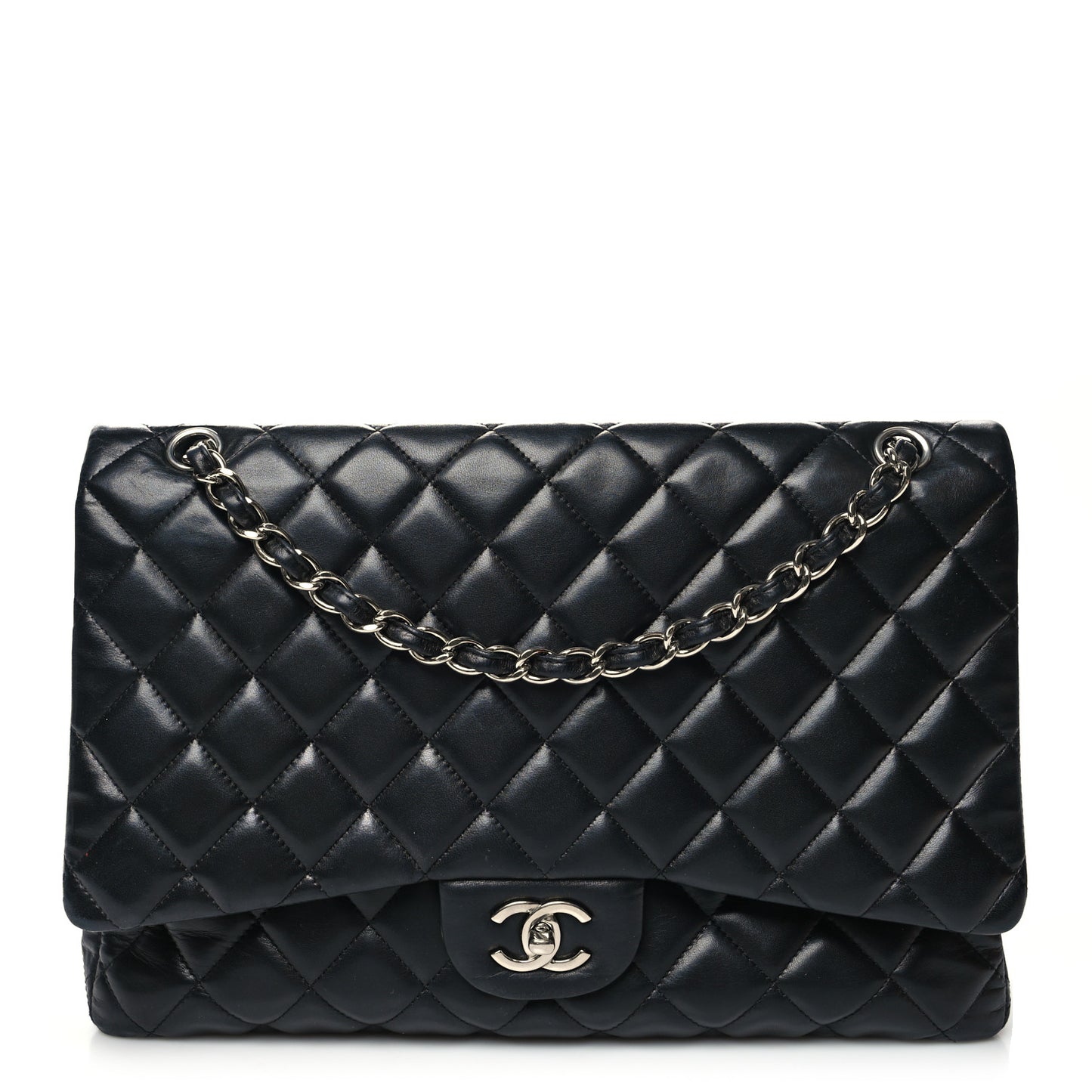 Lambskin Quilted Maxi Single Flap Black