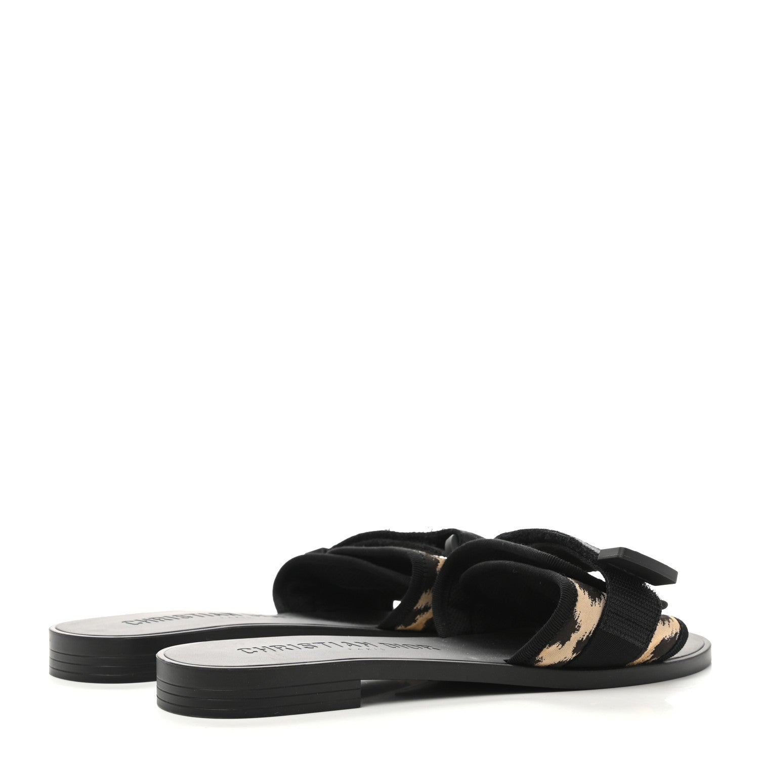 Christian Dior Technical Stretch Fabric Leopard Dio(r)evolution Slide Sandals 39 Black Natural 4 of 9