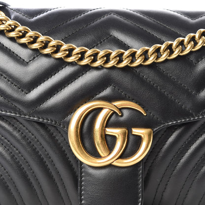 Gucci Calfskin Matelasse Small GG Marmont Shoulder Bag Black 8 of 8