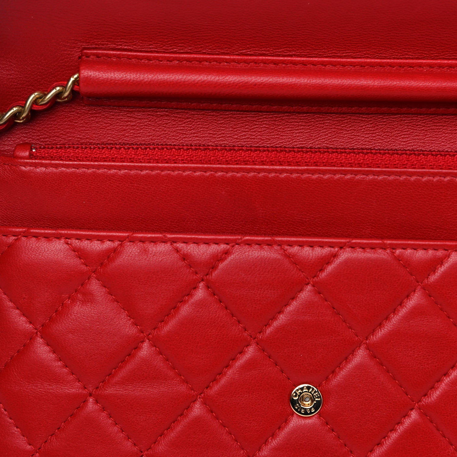 Chanel Lambskin Quilted Boy Wallet On Chain WOC Red 14 of 15