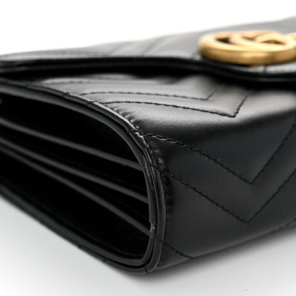Gucci Calfskin Matelasse GG Marmont Chain Wallet Black 9 of 12