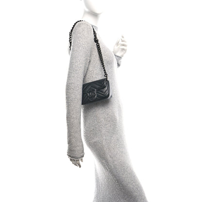 Gucci Calfskin Matelasse Monochrome GG Marmont Chain Belt Bag Black 2 of 10