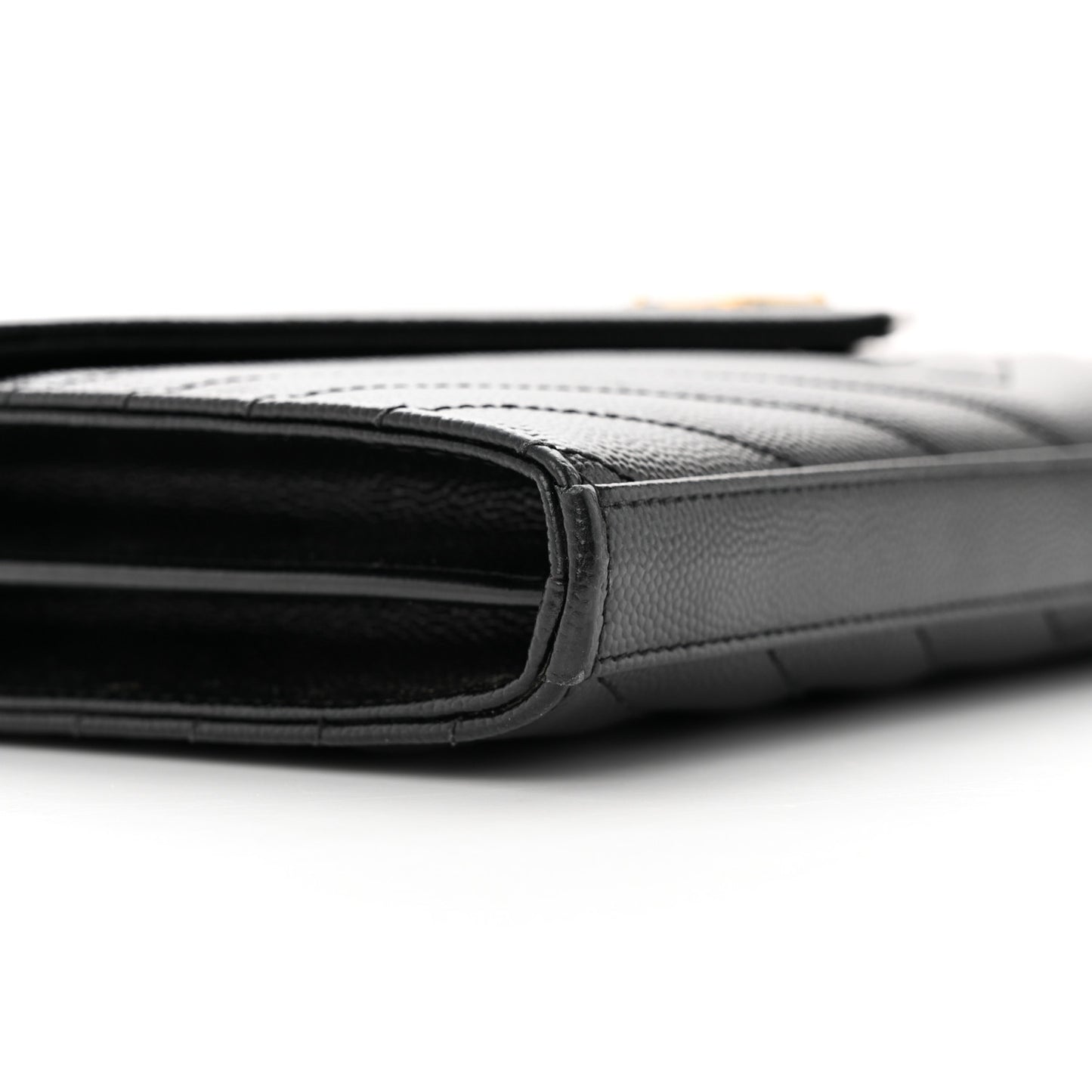 Grain De Poudre Matelasse Chevron Monogram Chain Wallet Black