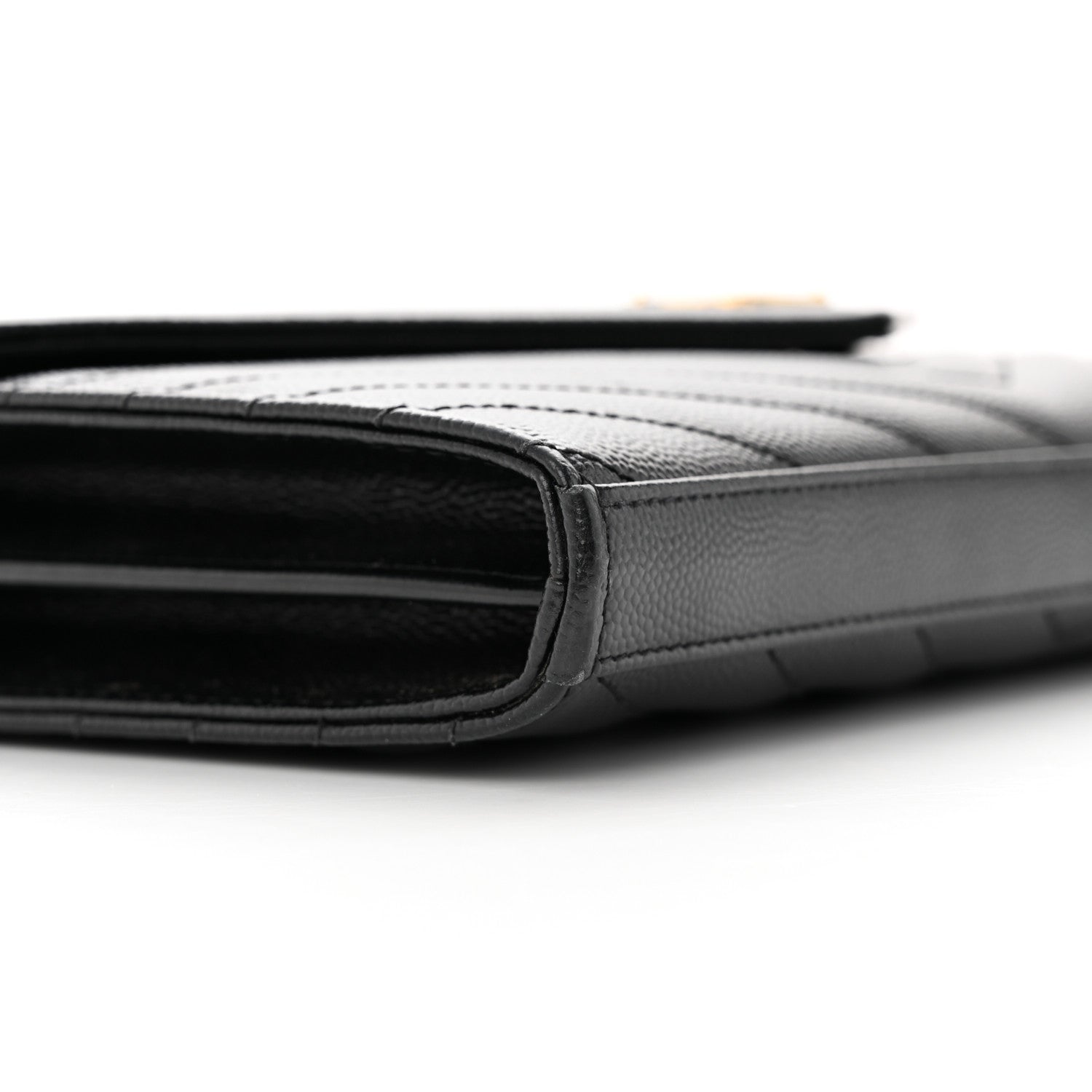 Saint Laurent Grain De Poudre Matelasse Chevron Monogram Chain Wallet Black 8 of 18
