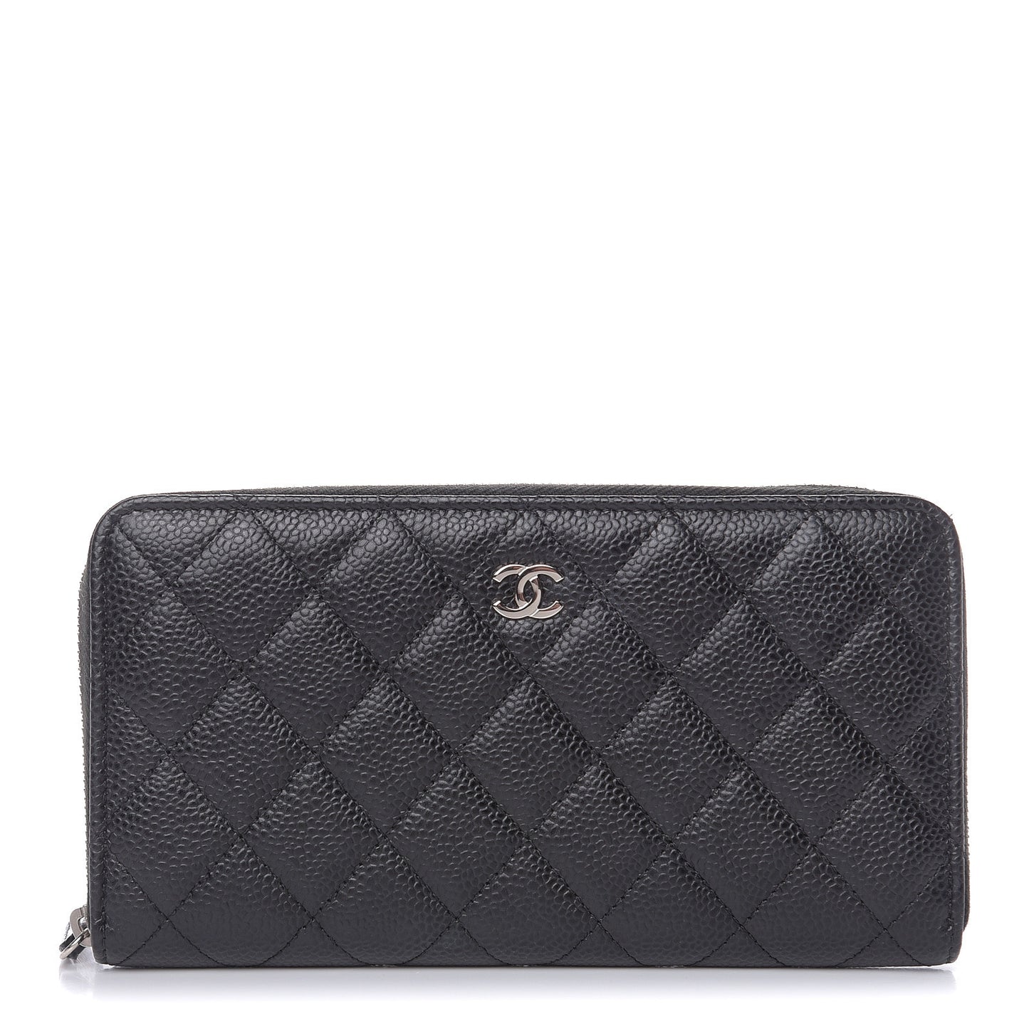 Caviar Quilted Large Gusset Zip Around Wallet Black