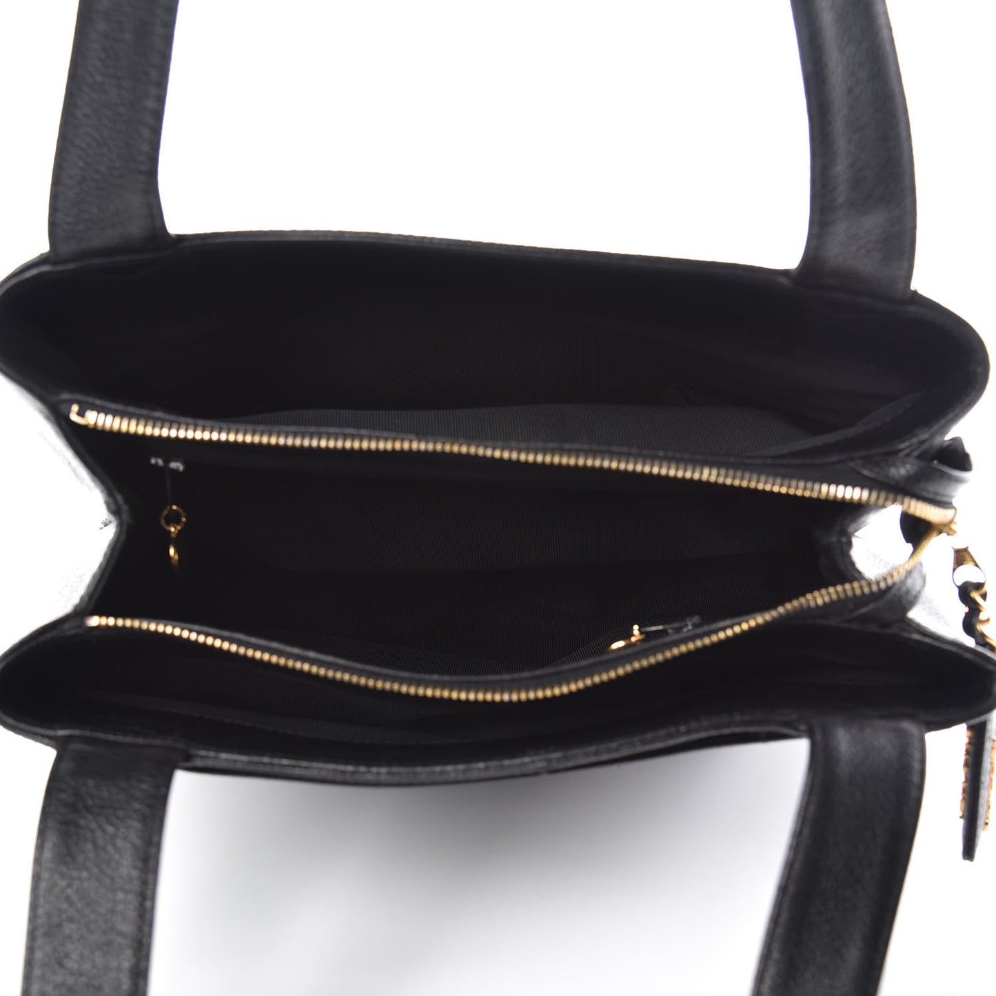 Caviar Embroidered Logo Shoulder Bag Black
