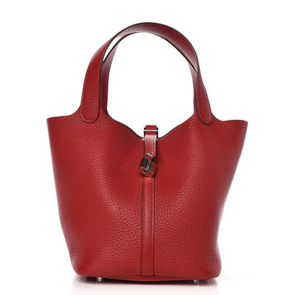 Hermes Taurillon Clemence Picotin Lock 22 MM Rouge Casaque 1 of 9