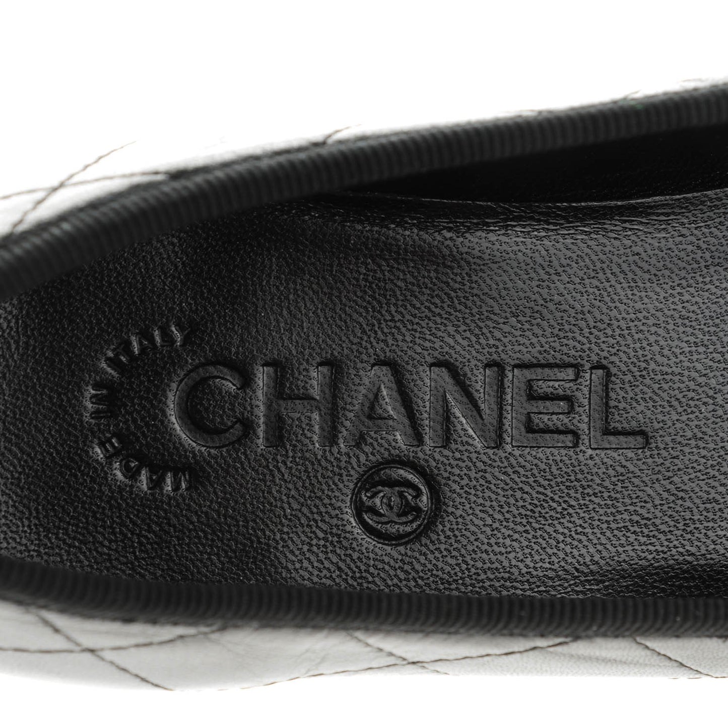 Lambskin Quilted Cambon Ballerina Flats 37.5 Black