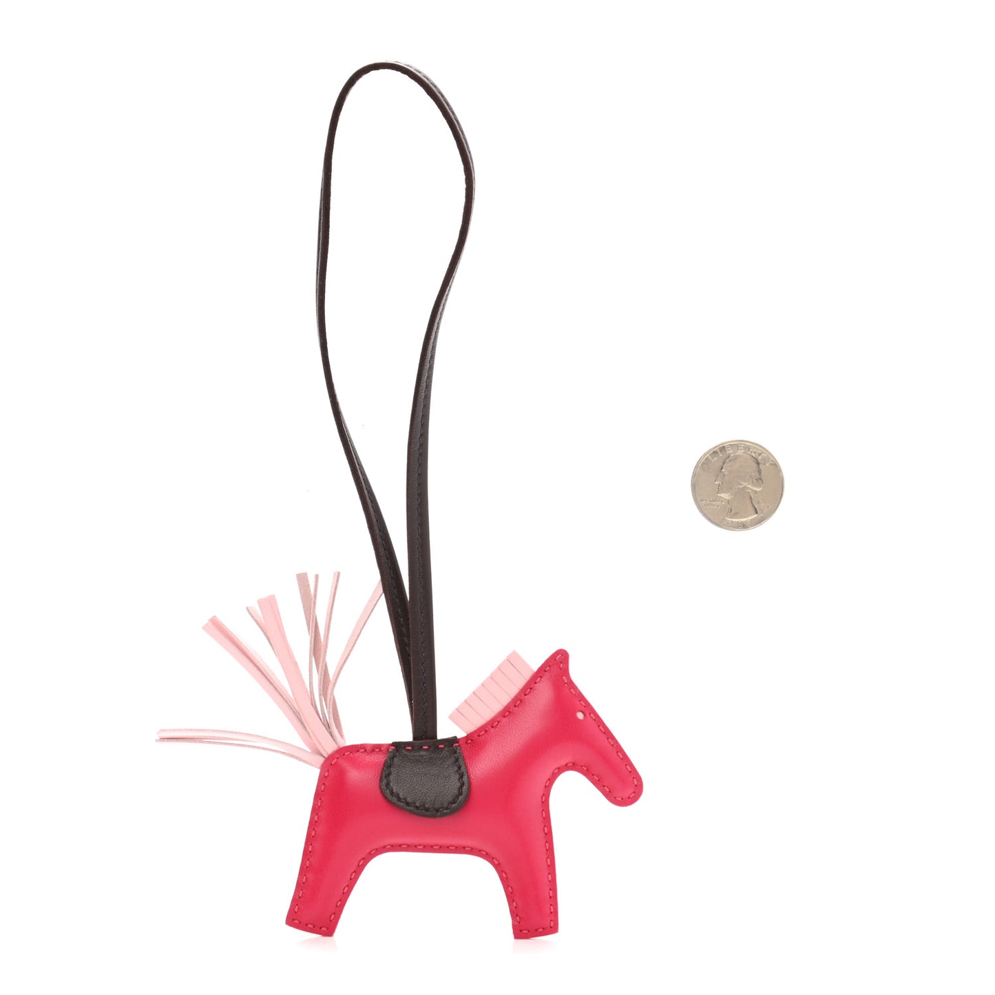 Milo Lambskin Grigri Rodeo Horse Bag Charm PM Rose Sakura Framboise Rouge Sellier