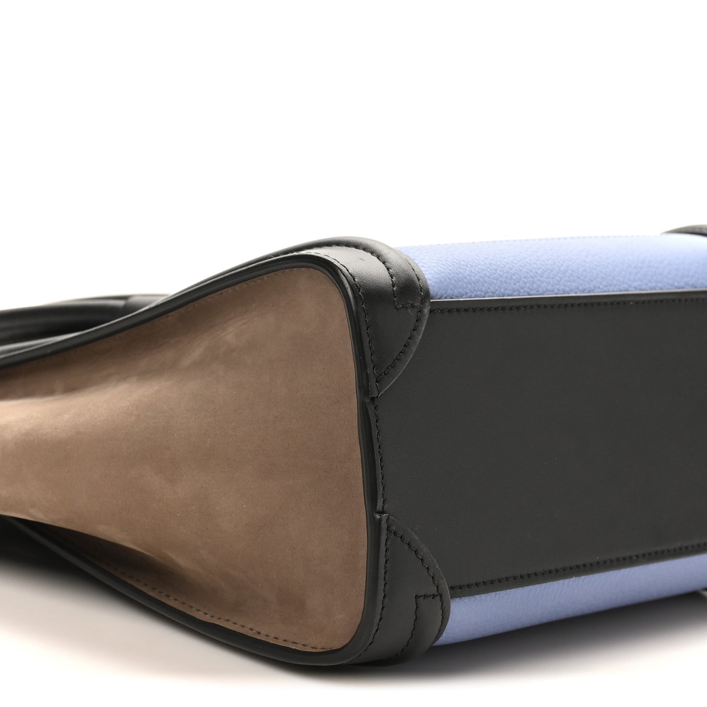 Drummed Calfskin Nubuck Nano Tri-Color Luggage Stone Blue Black