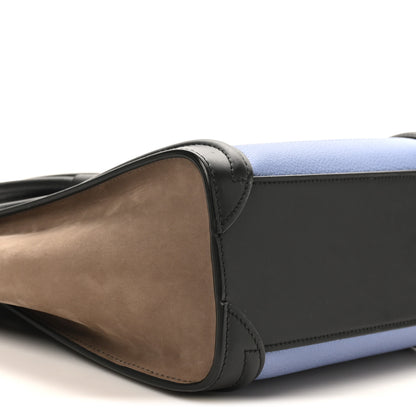 Celine Drummed Calfskin Nubuck Nano Tri-Color Luggage Stone Blue Black 8 of 10