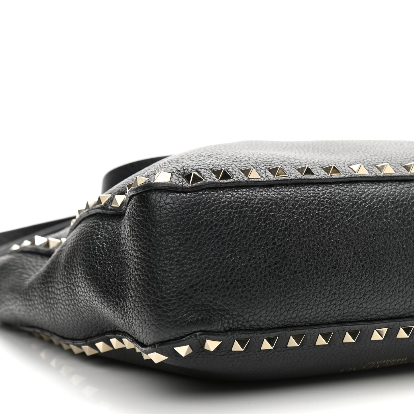 Pebbled Calfskin Small Rockstud Flip-Lock Messenger Bag Black