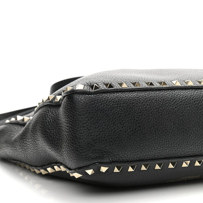 Valentino Garavani Pebbled Calfskin Small Rockstud Flip-Lock Messenger Bag Black 9 of 12
