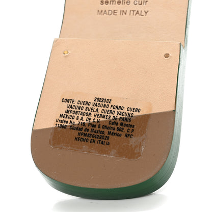 Hermes Calfskin Oran Sandals 35 Vert Electrique 10 of 11