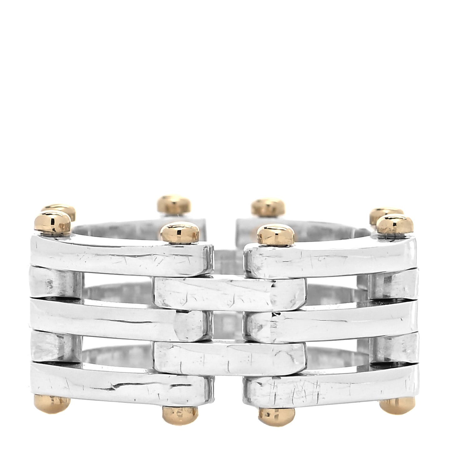 Sterling Silver 18K Yellow Gold Gatelink Ring 53 6.5