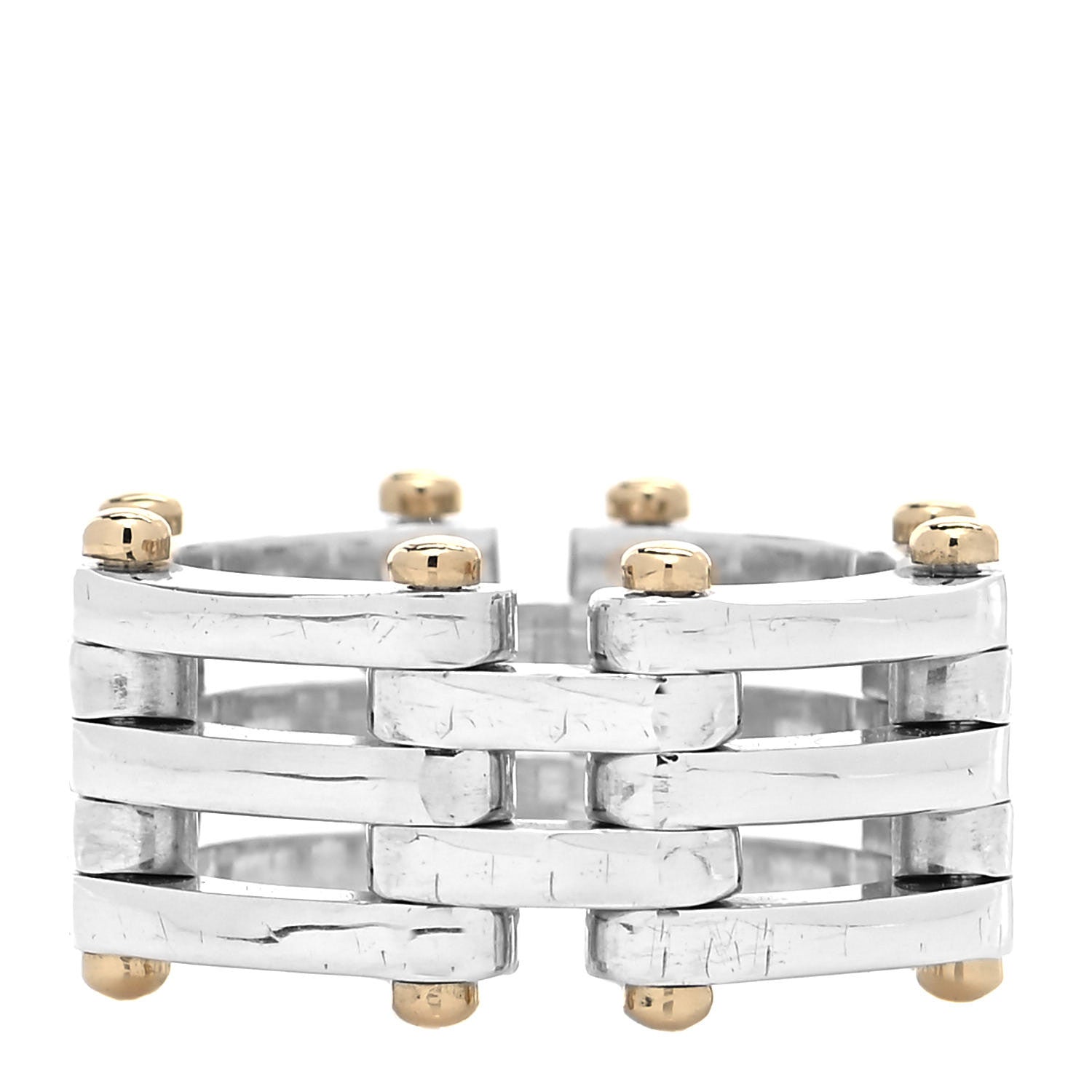 Tiffany Sterling Silver 18K Yellow Gold Gatelink Ring 53 6.5 1 of 4
