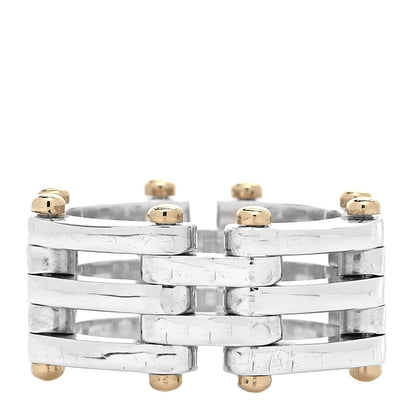 Tiffany Sterling Silver 18K Yellow Gold Gatelink Ring 53 6.5 1 of 4