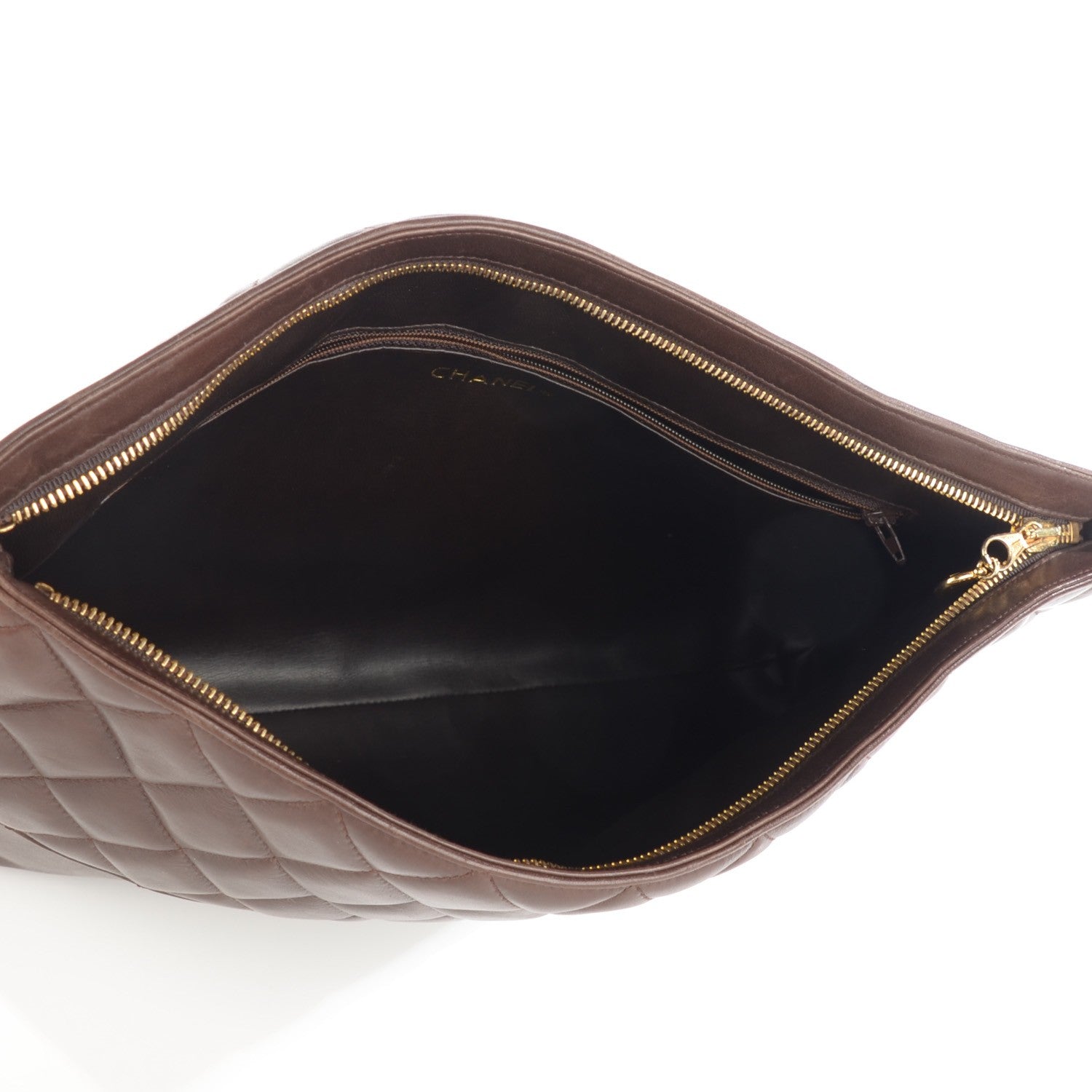 Chanel Lambskin Quilted Clutch Dark Brown 5 of 9