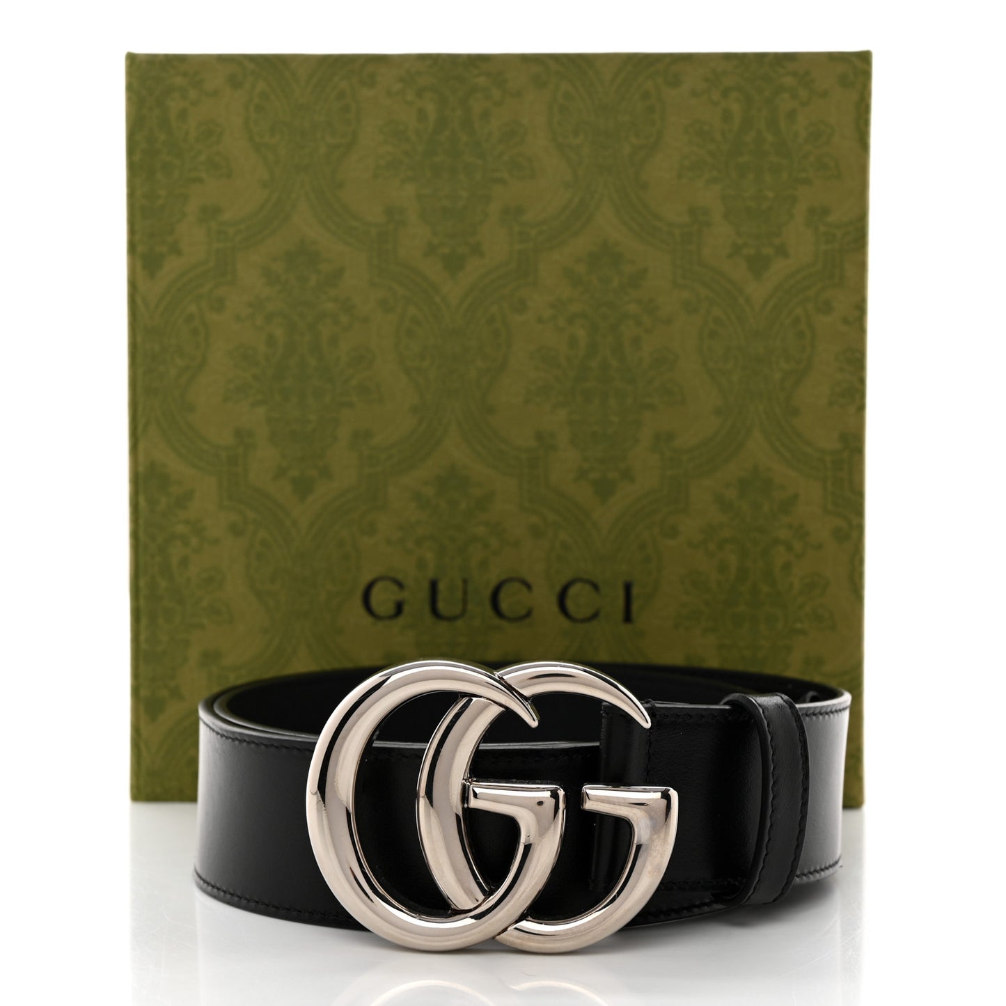 Plutone Calfskin Palladium Double G 40mm Belt 70 28 Black