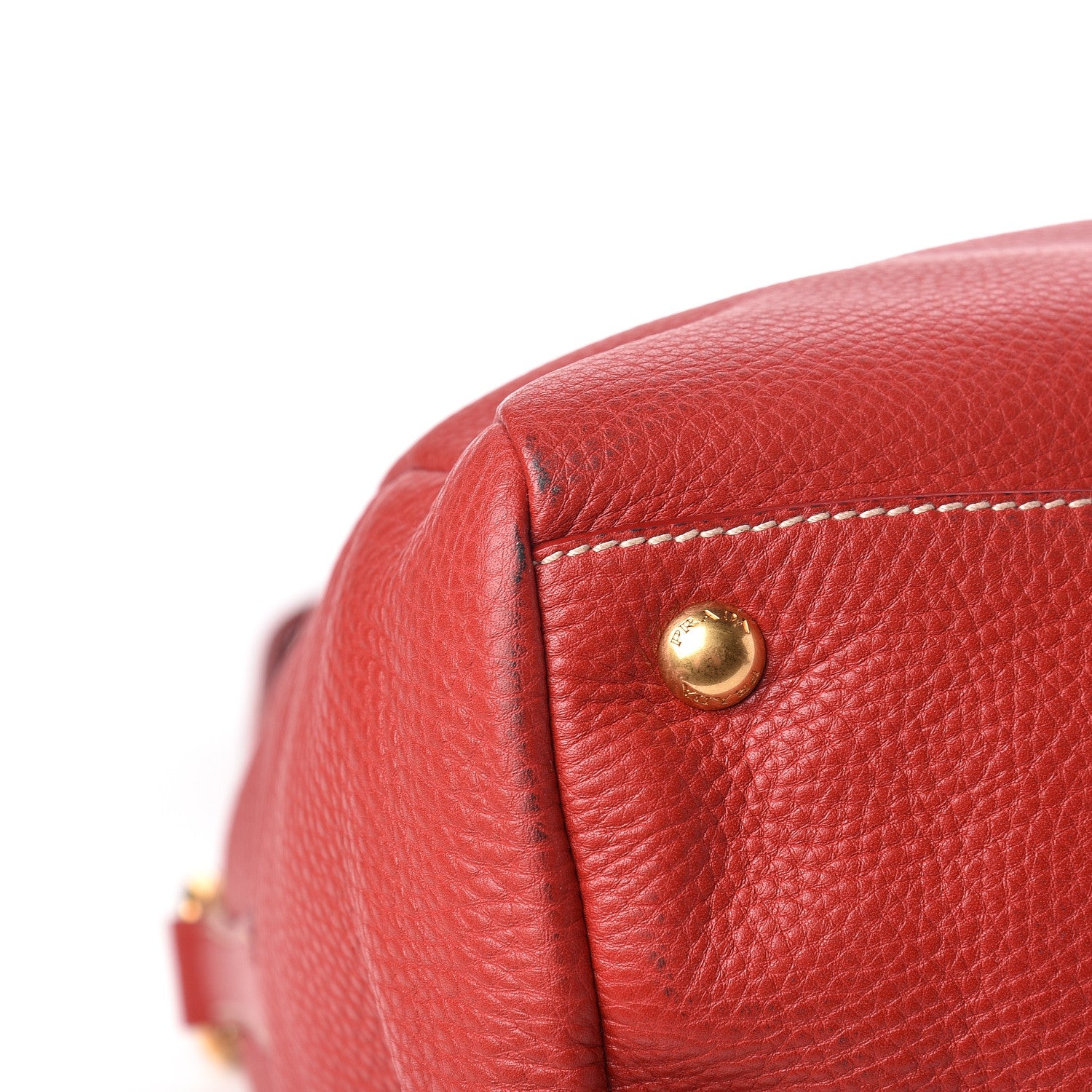 Prada Vitello Daino Top Handle Shoulder Bag Rosso 9 of 12