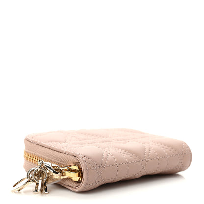 Christian Dior Lambskin Cannage Dioramour Small Lady Dior Voyageur Coin Purse Wallet Pink 4 of 7