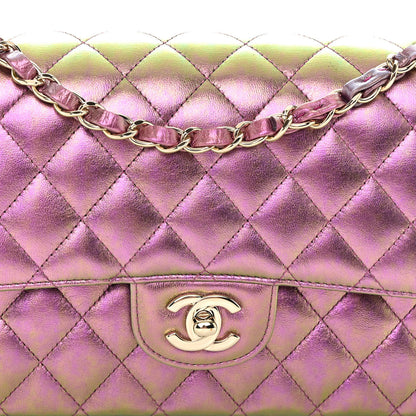 Chanel Iridescent Lambskin Quilted Medium Double Flap Purple 8 of 10
