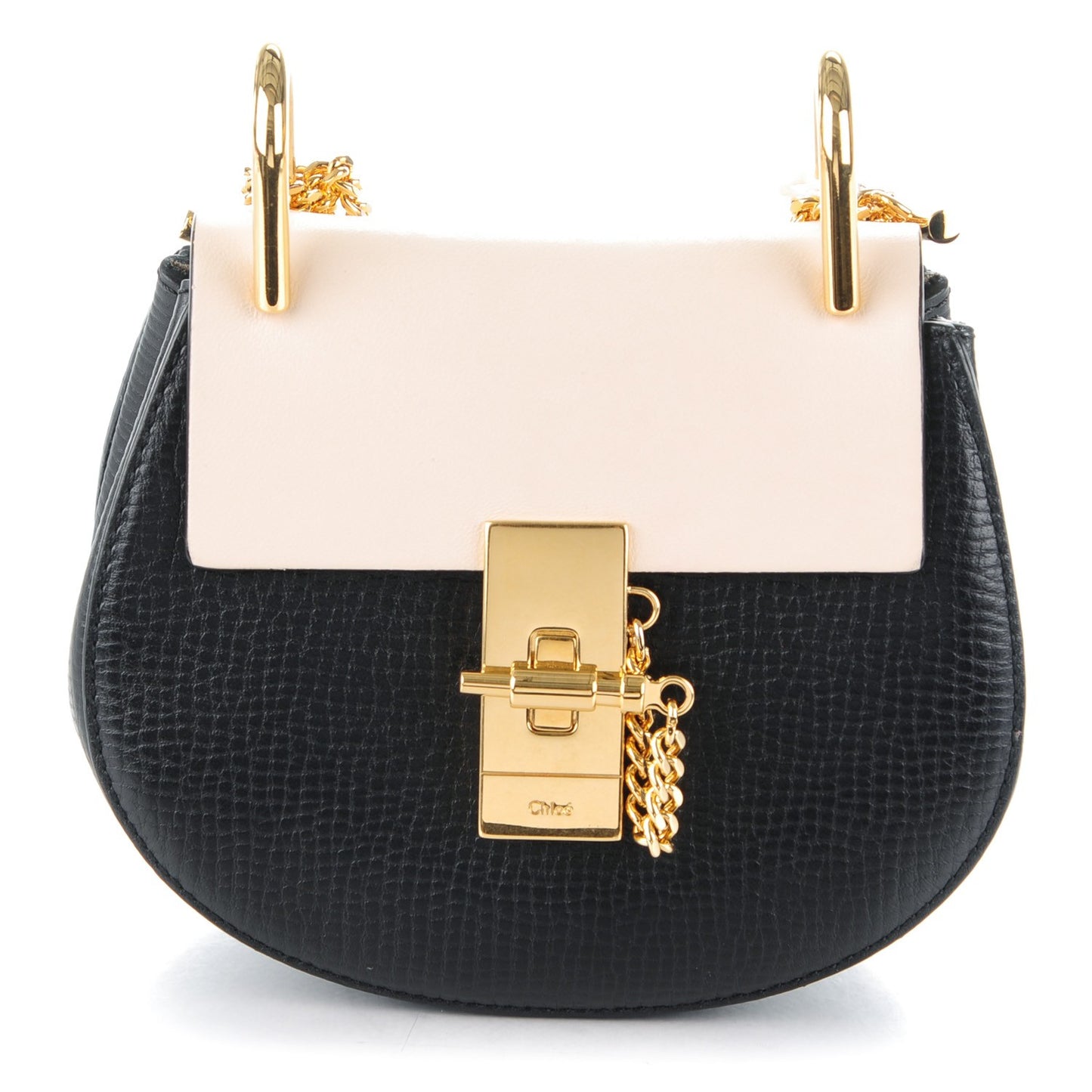 Textured Calfskin Lambskin Nano Drew Shoulder Bag Black