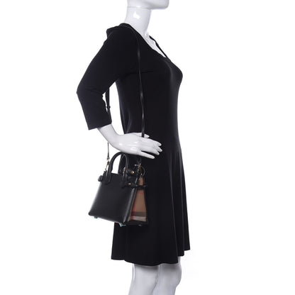 Burberry Derby Calfskin House Check Baby Banner Tote Black 2 of 11