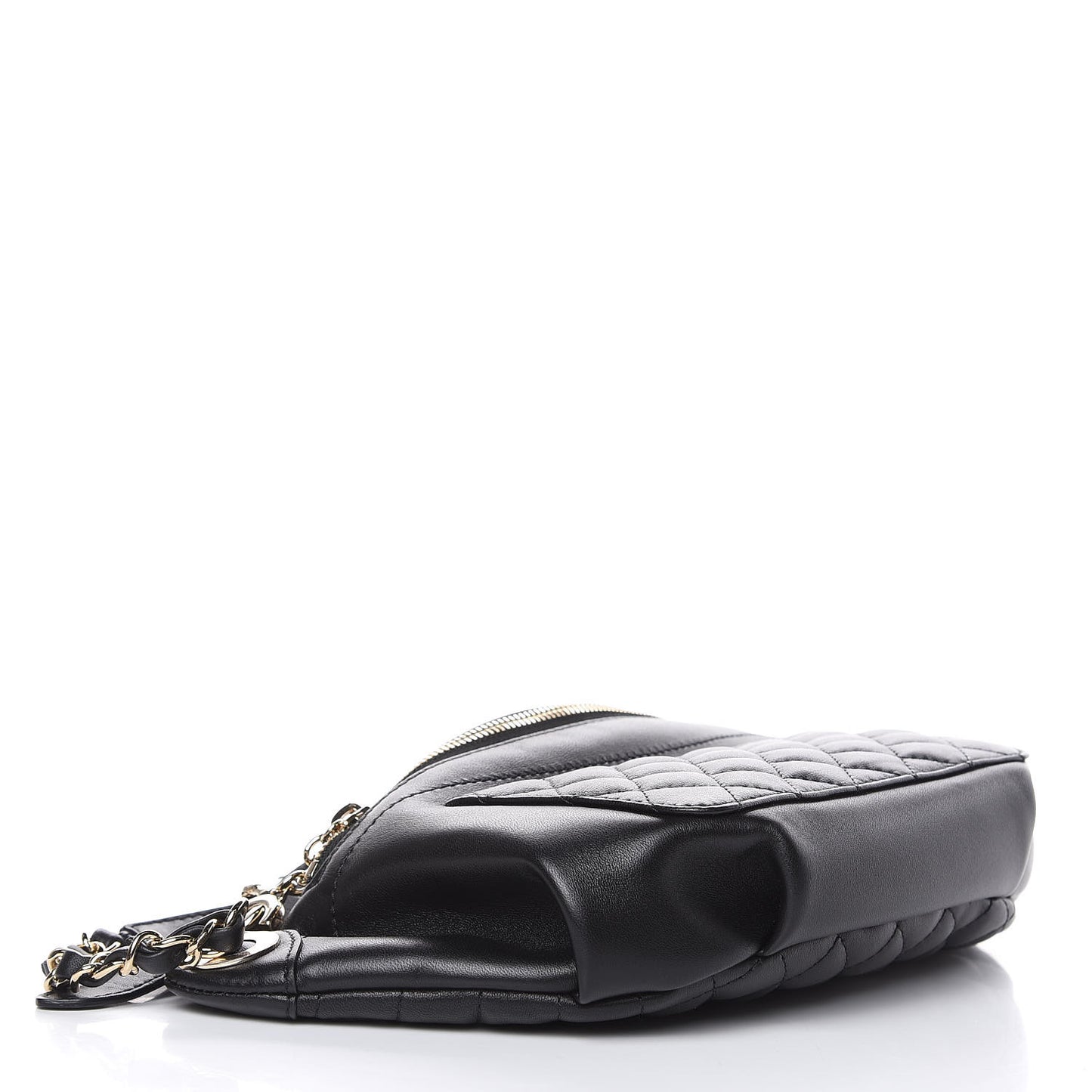 Lambskin Quilted Waist Bag Fanny Pack Black