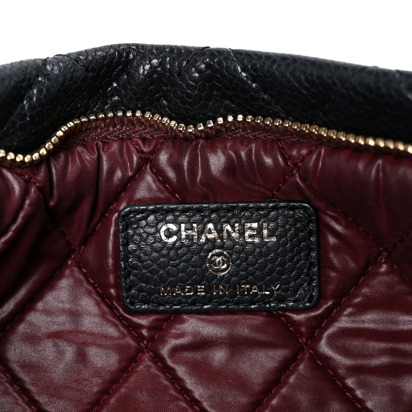 Caviar Quilted CC Beauty Clutch Black