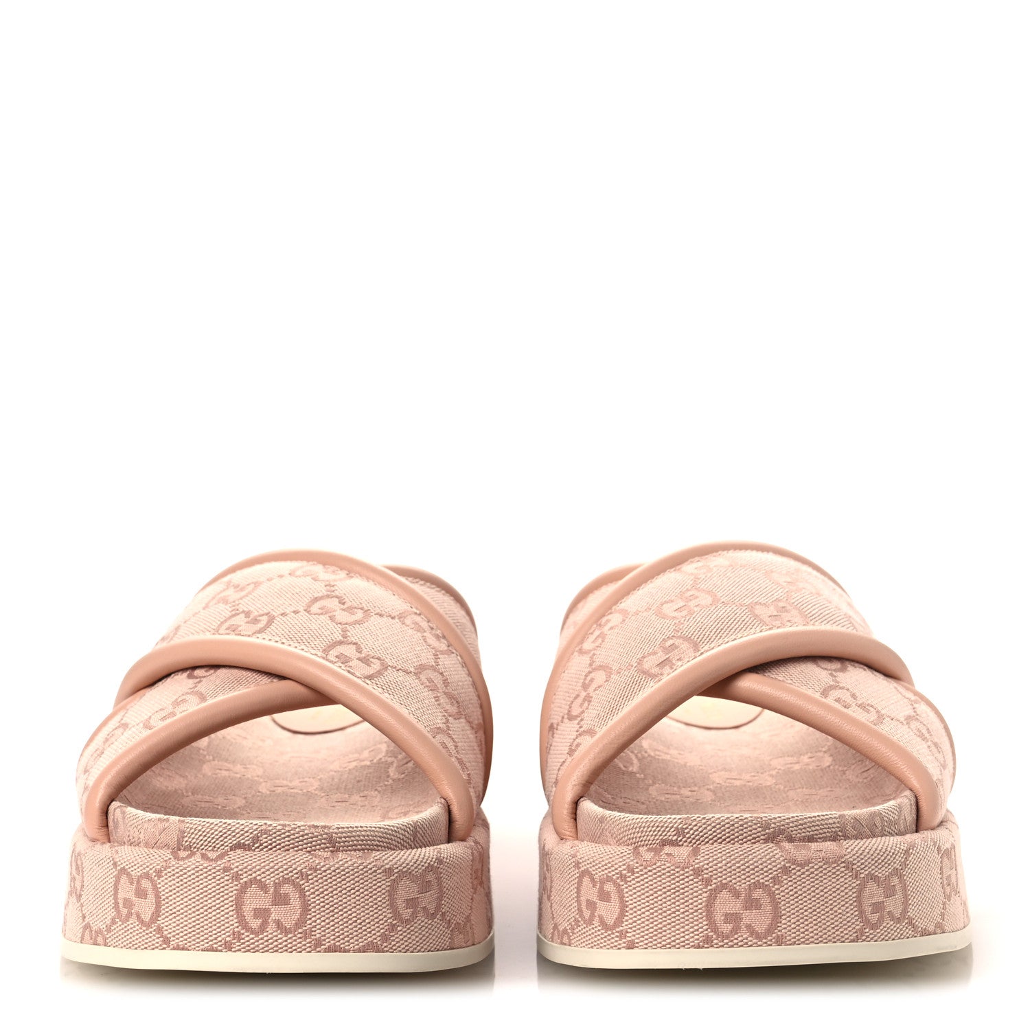 Gucci Monogram GG Calfskin Angelina Platform 55mm Slide Sandals 37 Light Pink 40 Light Pink 3 of 11