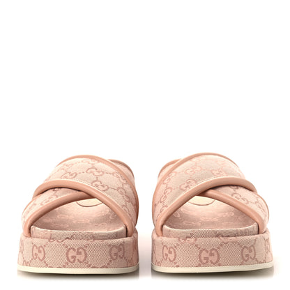 Gucci Monogram GG Calfskin Angelina Platform 55mm Slide Sandals 37 Light Pink 40 Light Pink 3 of 11