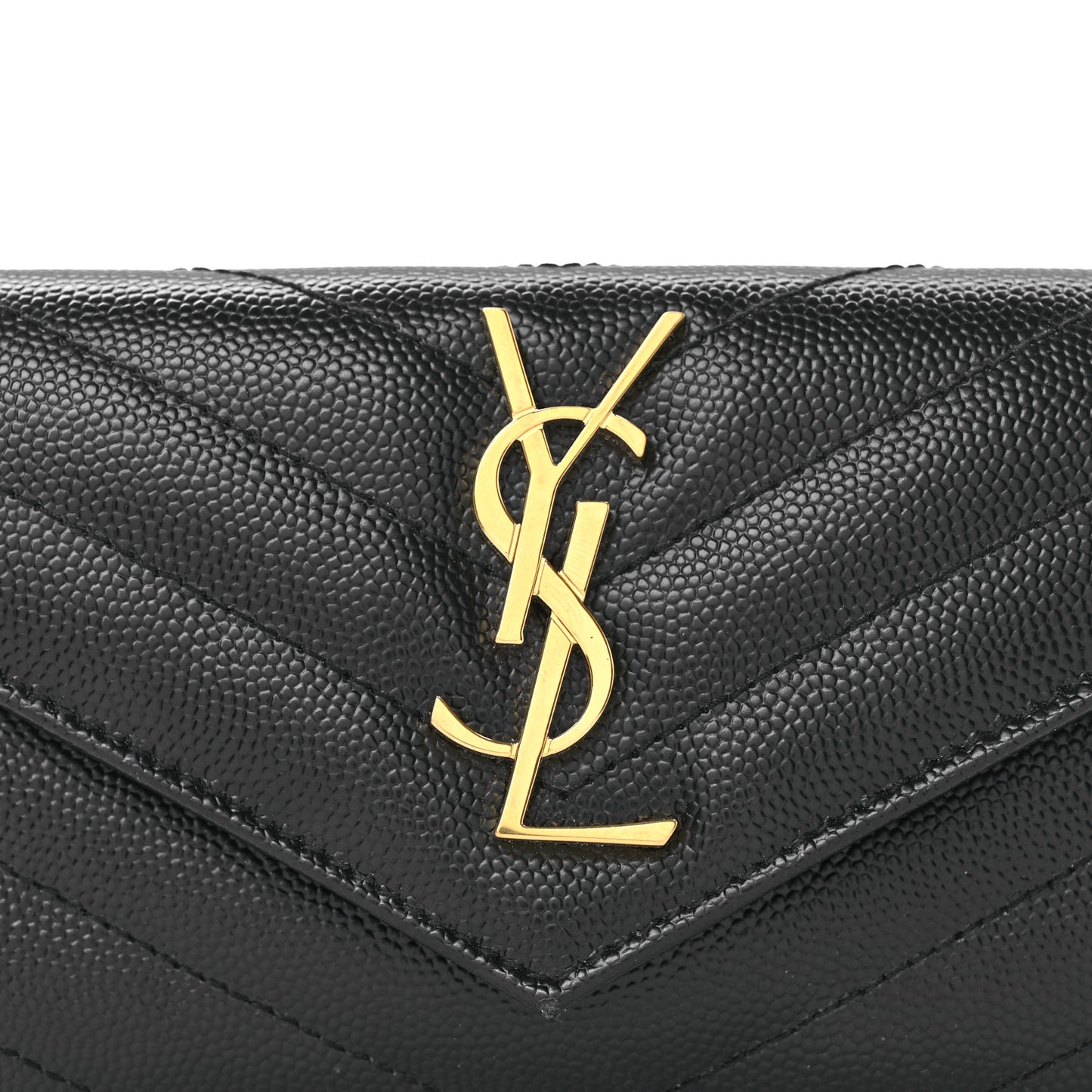Grain De Poudre Matelasse Chevron Small Monogram Envelope Wallet Black