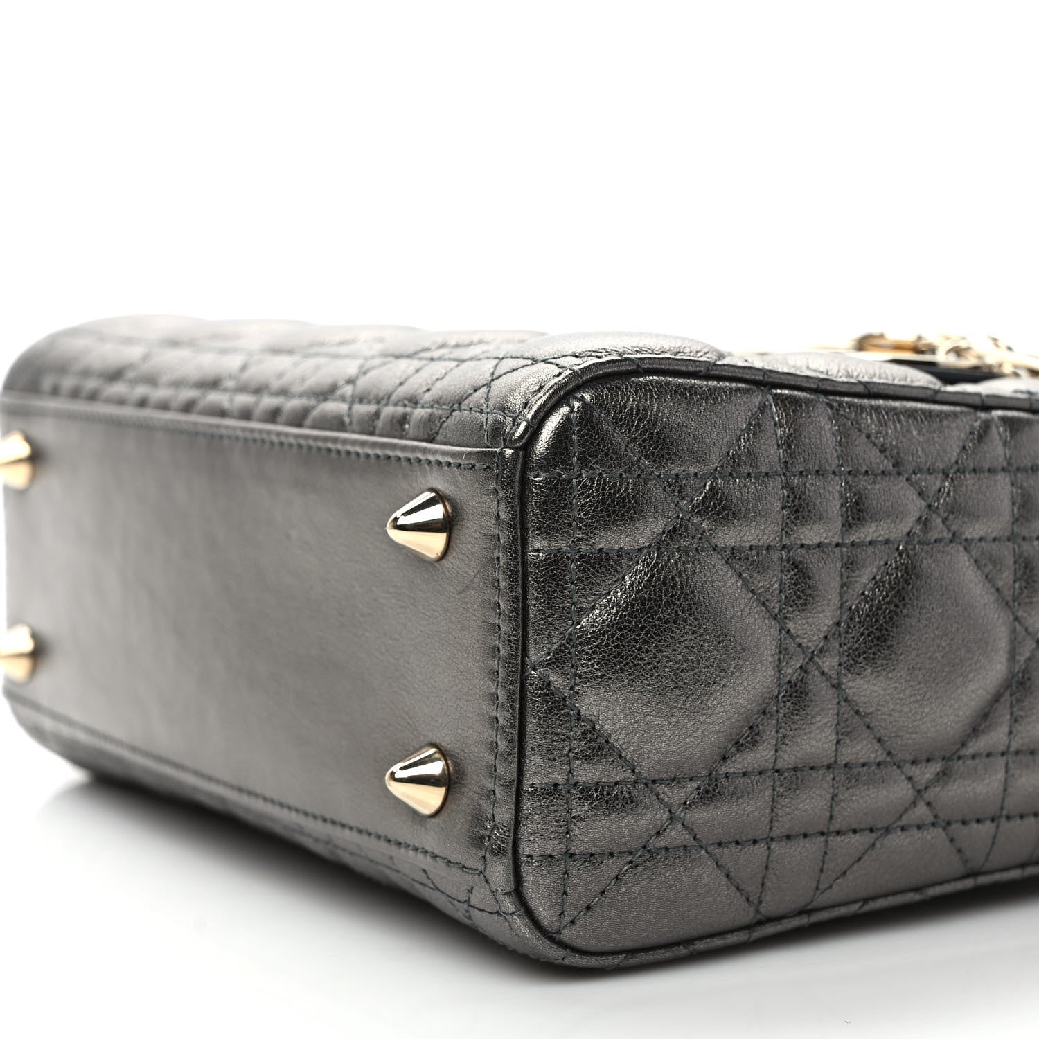 Christian Dior Lambskin Cannage Small My ABCDior Lady Dior Metallic Grey 8 of 9