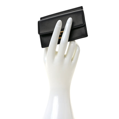 Fendi Nappa Matisse FF Diagonal Embossed Fold Over Card Holder Wallet Black 2 of 6