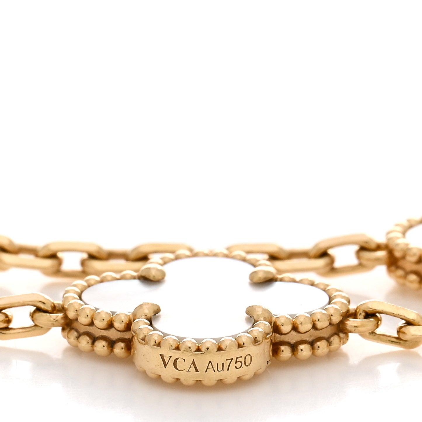 18K Yellow Gold Mother of Pearl 5 Motifs Vintage Alhambra Bracelet