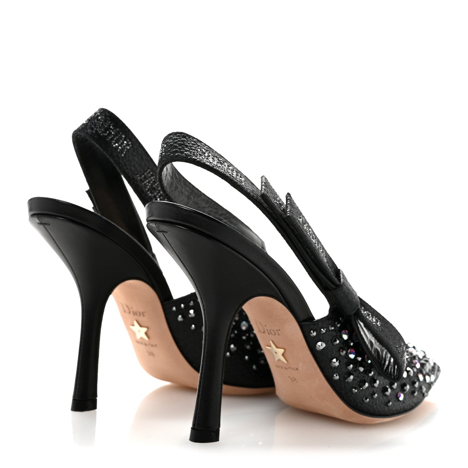 Christian Dior Fabric Strass J'Adior Slingback 100mm Pumps 38 Black 5 of 11
