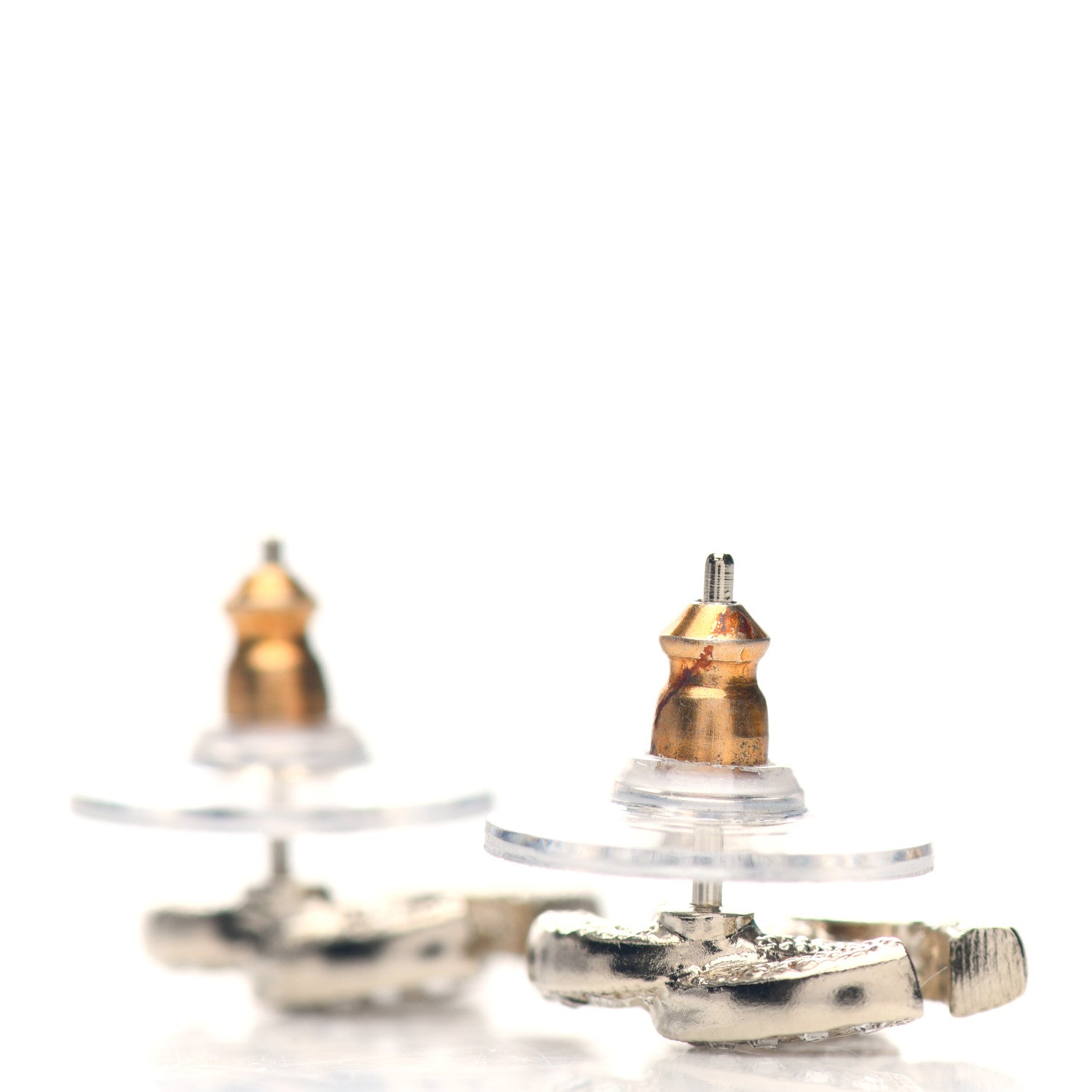 Chanel Crystal CC Earrings Light Gold 3 of 4
