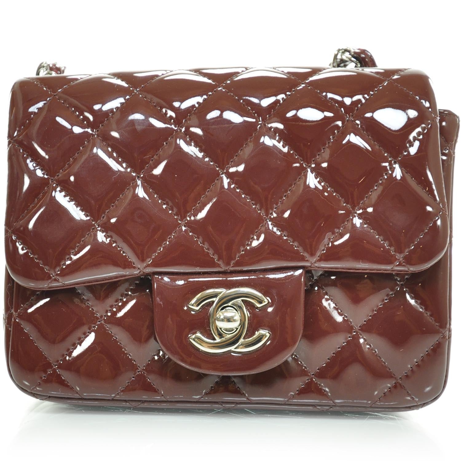 Chanel Patent Quilted Mini Flap Bordeaux 1 of 11