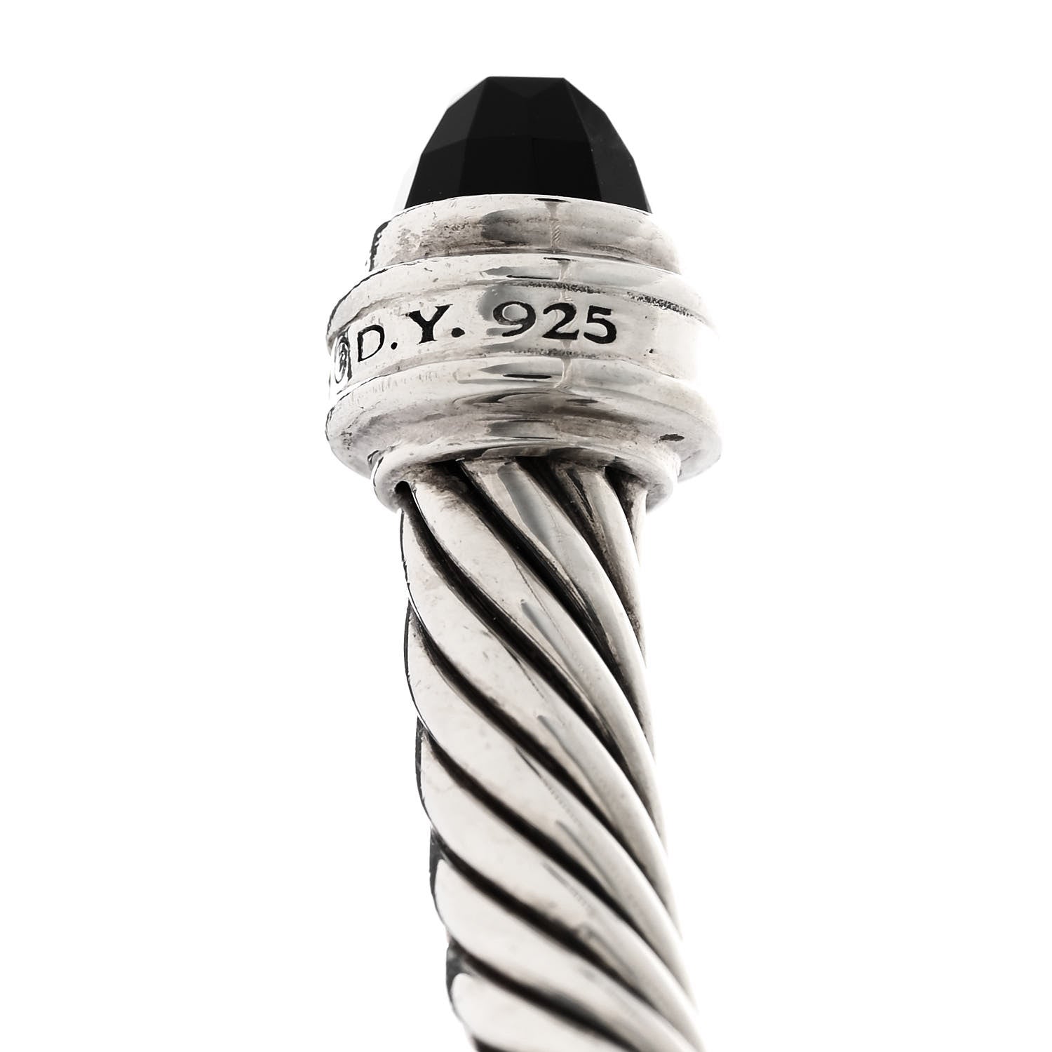 David Yurman Sterling Silver Diamond Black Onyx 5mm Cable Classics Princess Bracelet 3 of 3