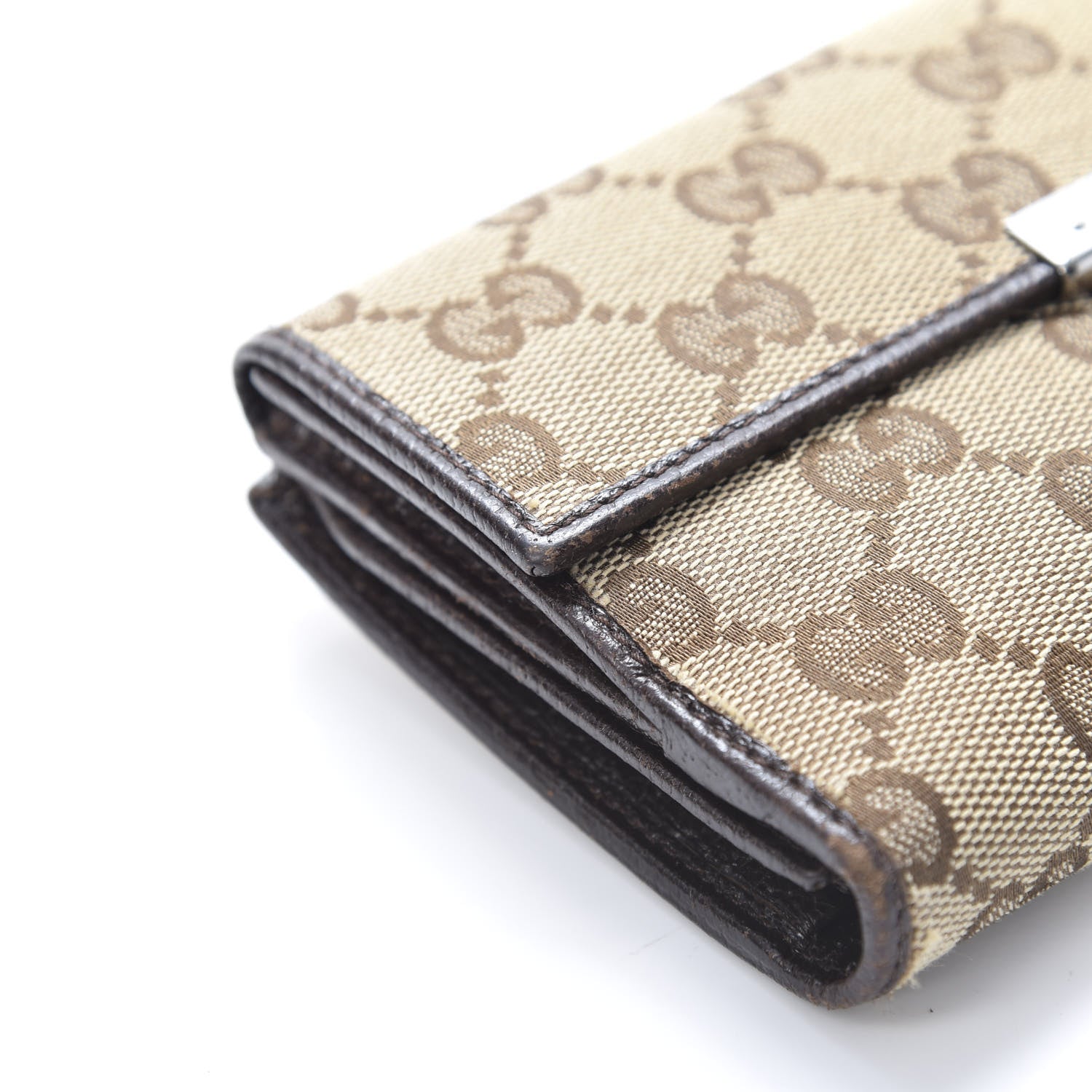 Gucci Monogram Metal Bar Continental Flap Wallet Beige Ebony Dark Brown 12 of 13