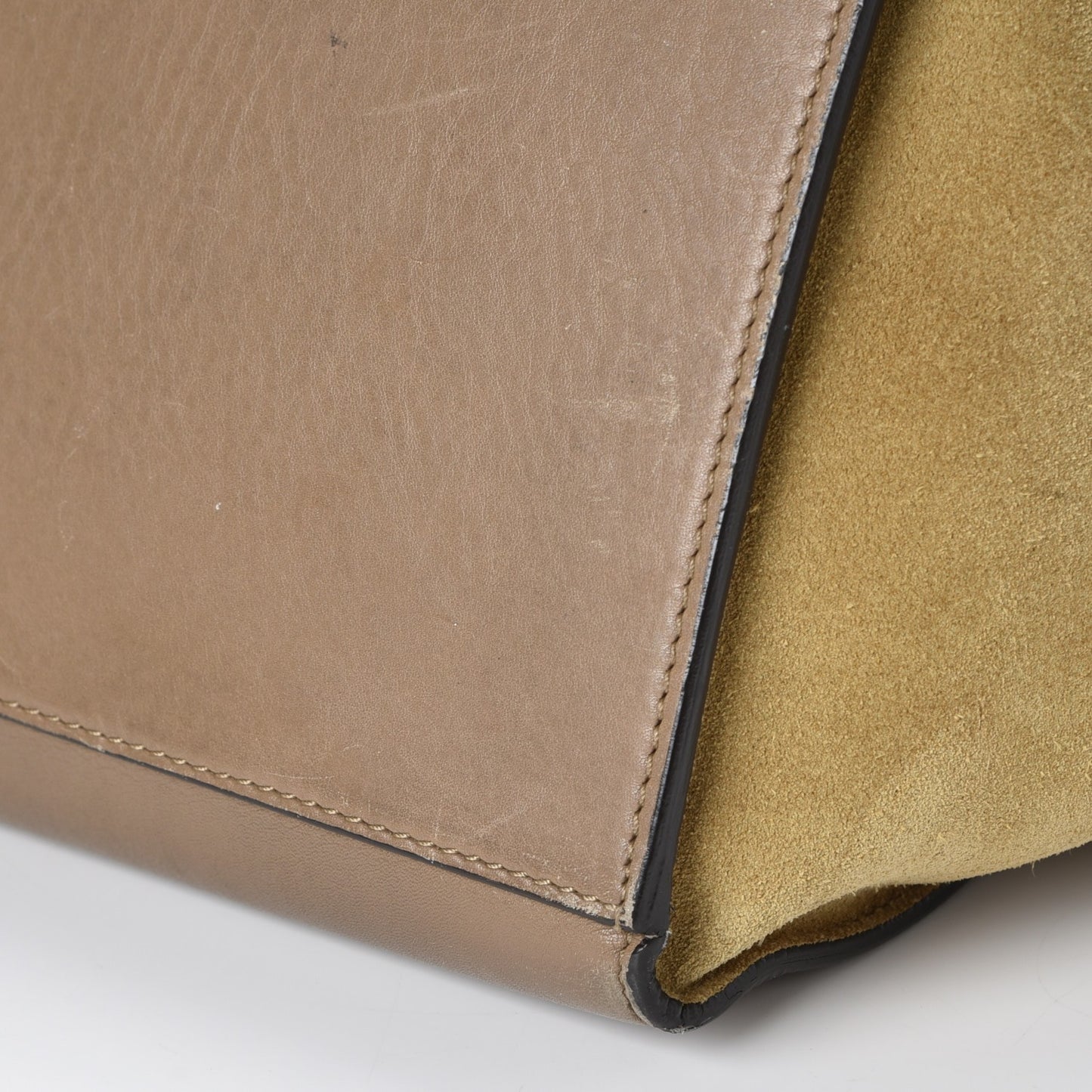 Smooth Calfskin Suede Medium Tri-Color Trapeze Olive