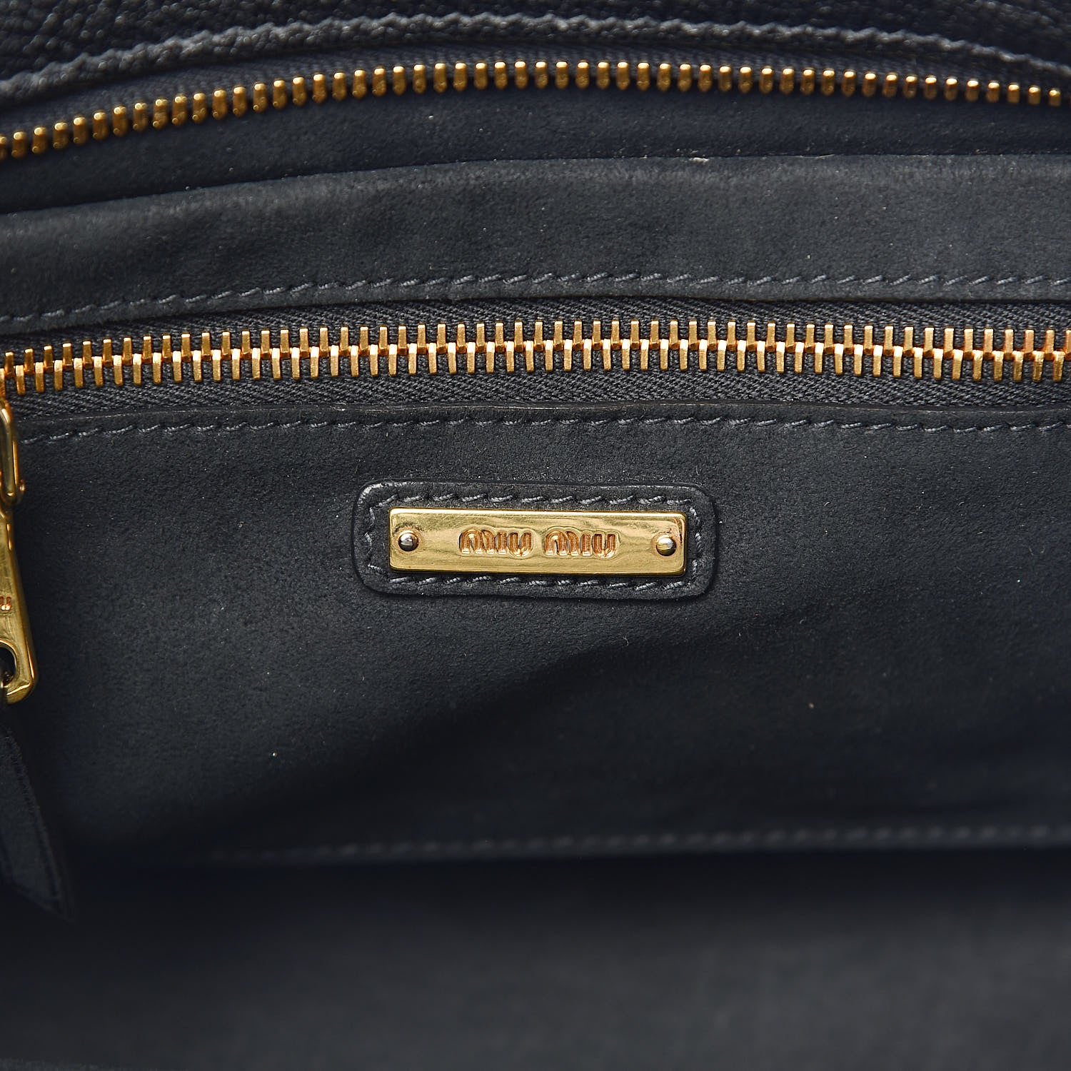 Miu Miu Goatskin Madras Tote Black 6 of 9