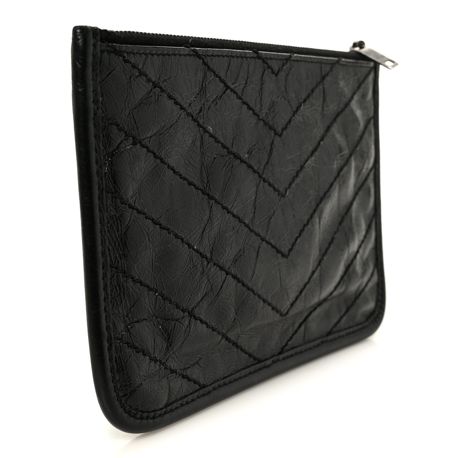 Saint Laurent Crinkled Calfskin Matelasse Monogram Niki Bill Pouch Black 3 of 8