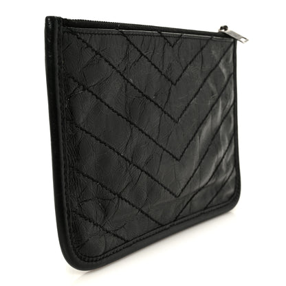 Saint Laurent Crinkled Calfskin Matelasse Monogram Niki Bill Pouch Black 3 of 8