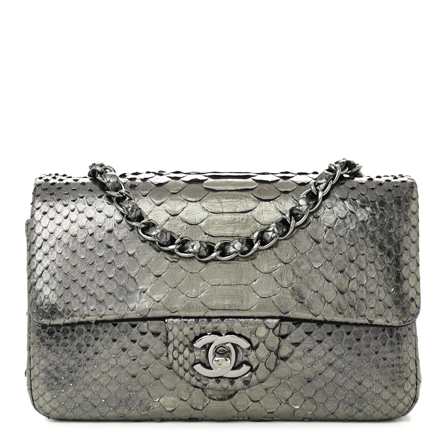 Chanel Snakeskin Mini Rectangular Flap Grey 1 of 12
