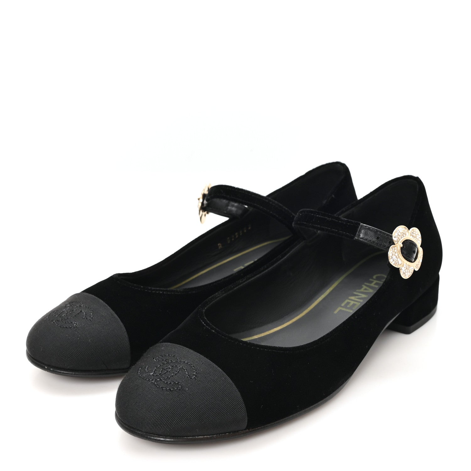 Chanel Velvet Grosgrain Mary Jane Flats 37 Black 4 of 10