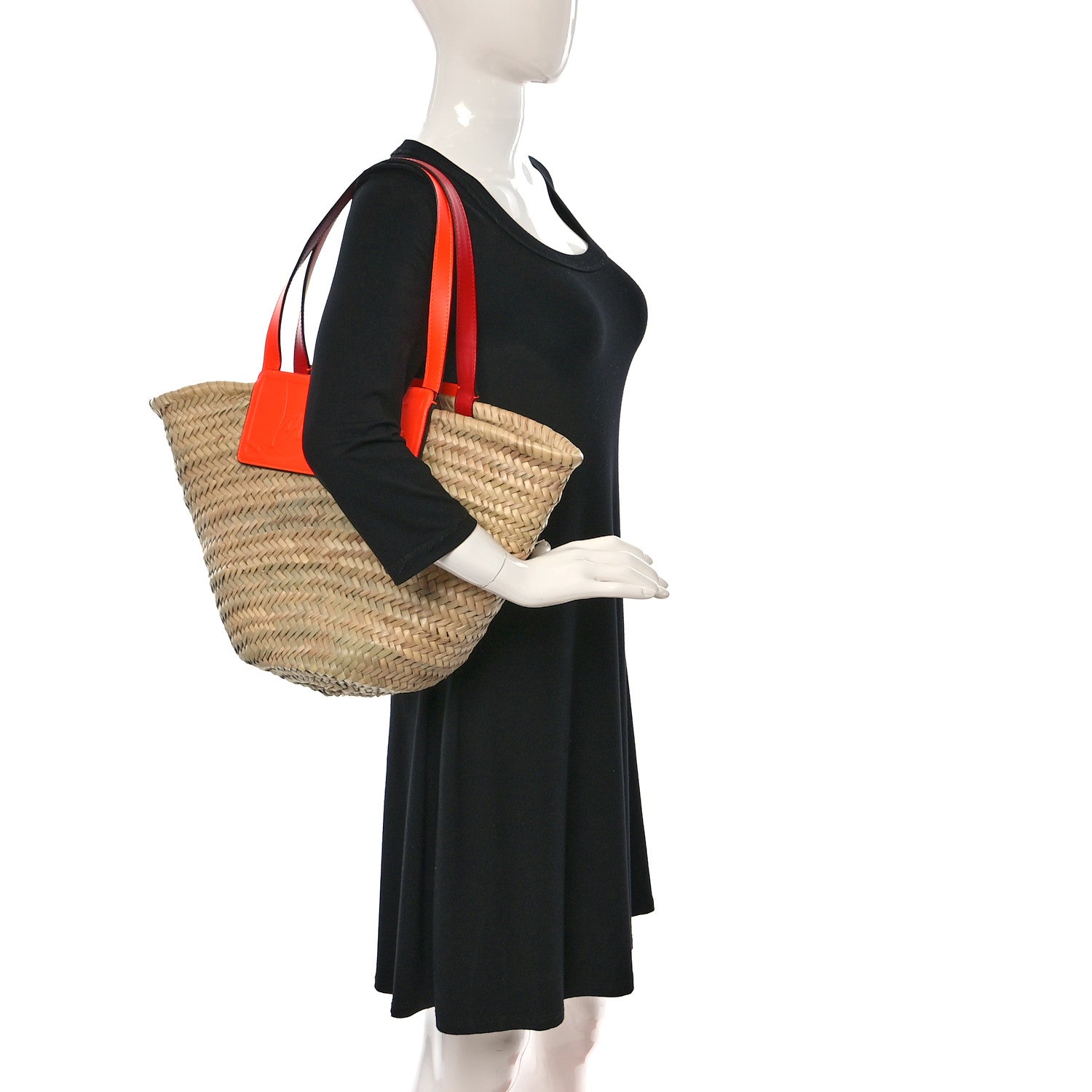 Christian Louboutin Woven Straw Loubishore Tote Sunrise 2 of 10
