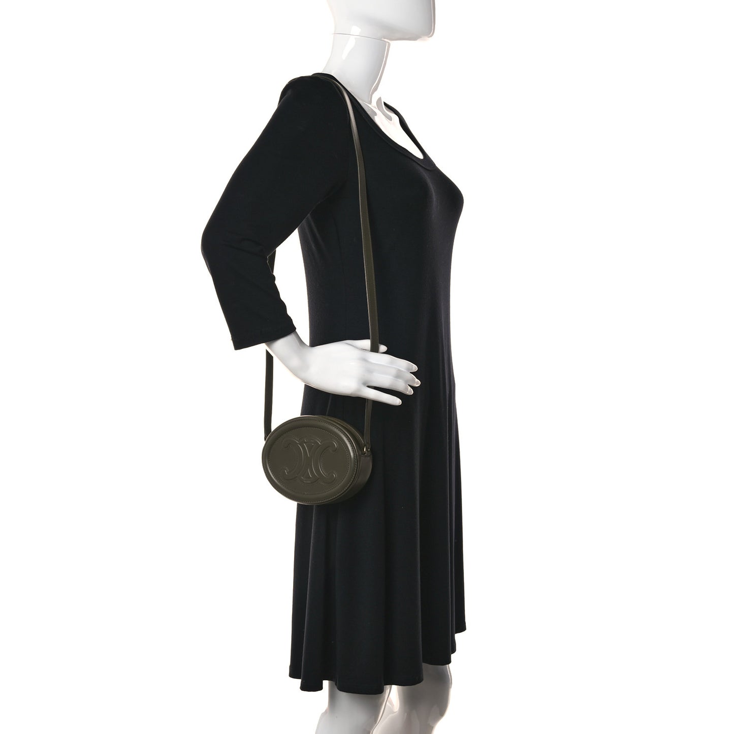 Smooth Calfskin Cuir Small Triomphe Oval Purse Crossbody Light Jade